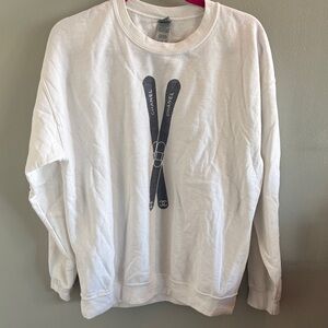 White Chanel Ski Graphic Sweatshirt Size L